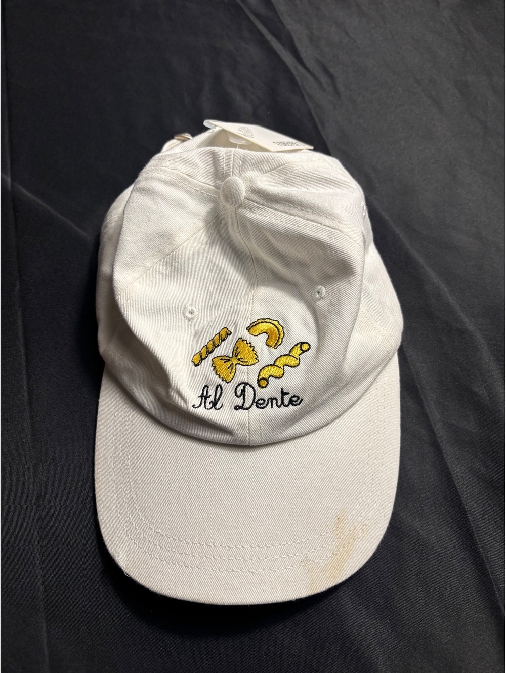 Forever 21 White 'Al Dente' Embroidered Baseball Cap